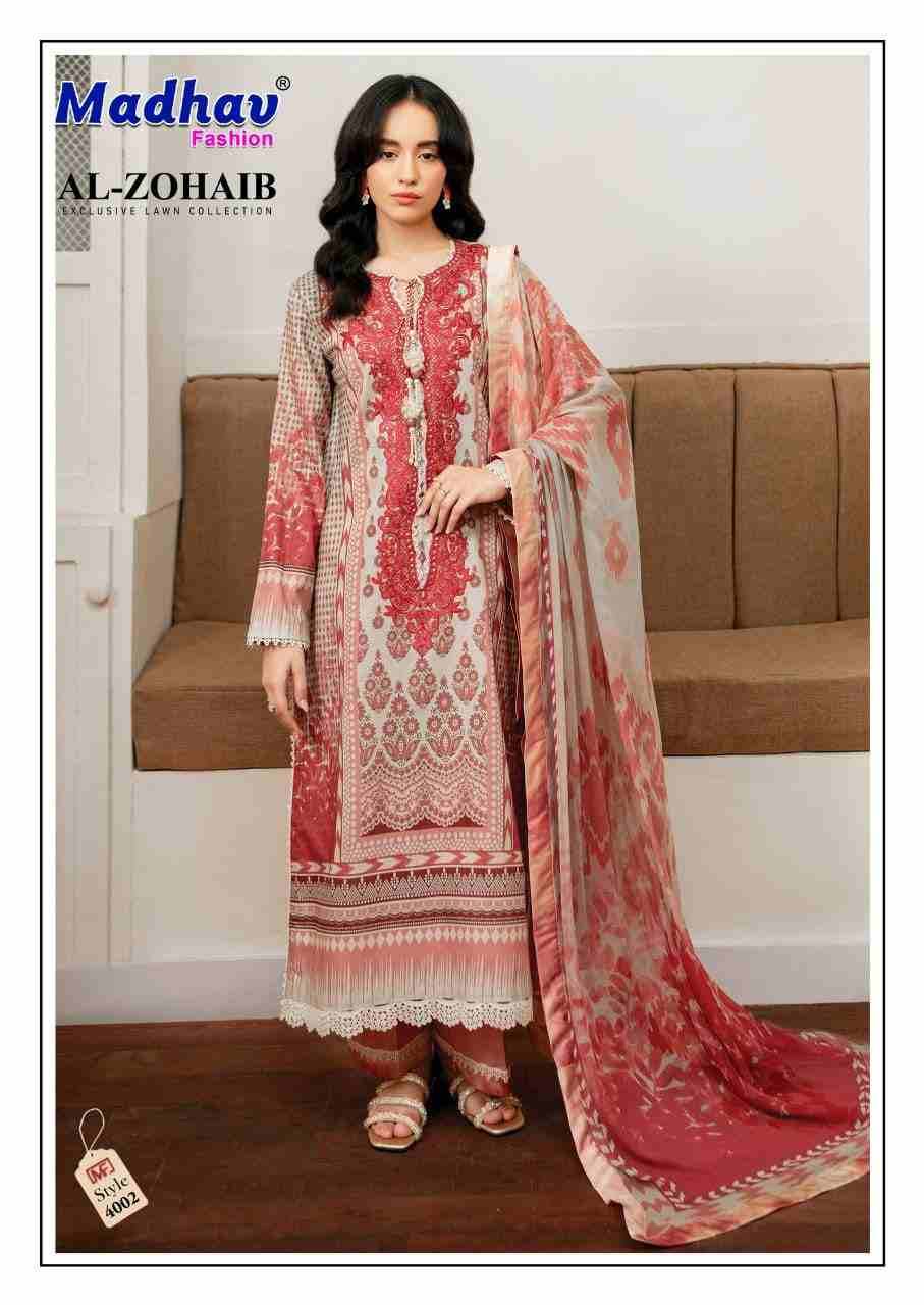 Al-Zohaib Vol-4 By Madhav Fashion 4001 To 4006 Series Beautiful Festive Suits Colorful Stylish Fancy Casual Wear & Ethnic Wear Pure Lawn Cotton Embroidered Dresses At Wholesale Price