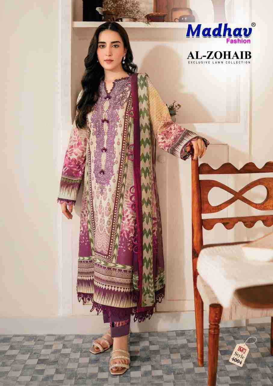 Al-Zohaib Vol-4 By Madhav Fashion 4001 To 4006 Series Beautiful Festive Suits Colorful Stylish Fancy Casual Wear & Ethnic Wear Pure Lawn Cotton Embroidered Dresses At Wholesale Price