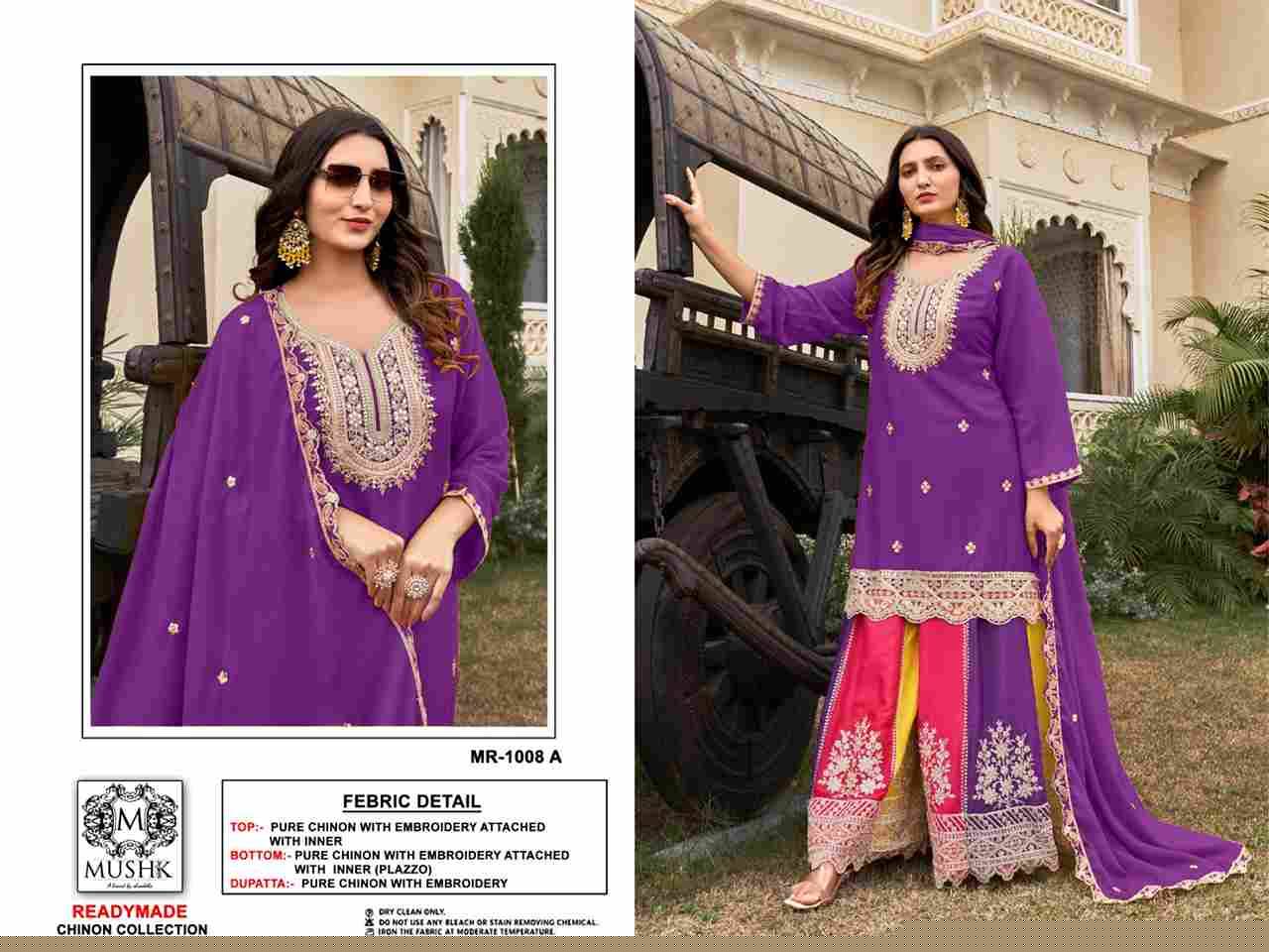 Mushq Hit Design R-1008 Colours By Mushq R-1008-A To R-1008-C Series Beautiful Winter Collection Pakistani Suits Stylish Fancy Colorful Casual Wear & Ethnic Wear Pure Chinnon Embroidery Dresses At Wholesale Price