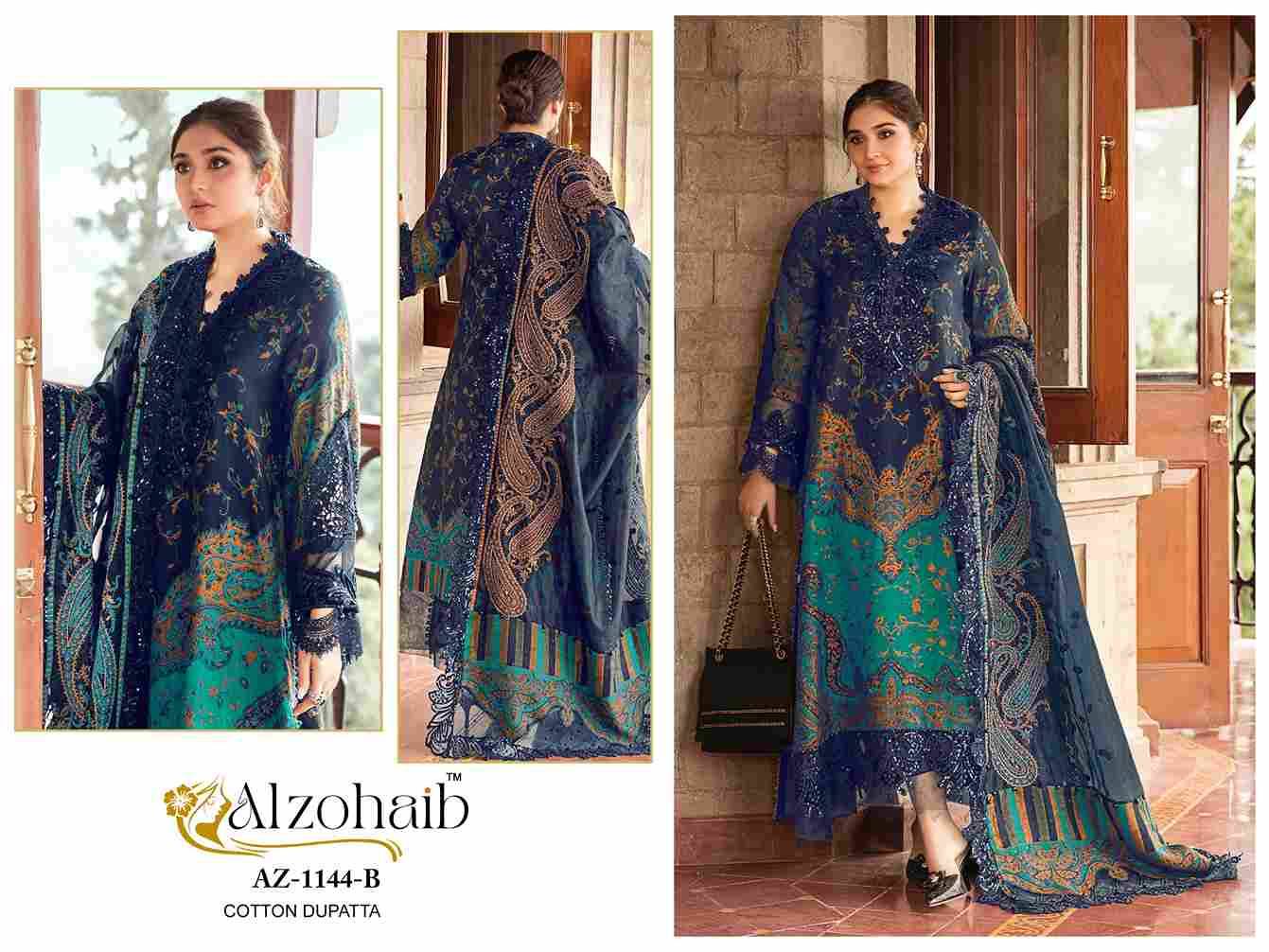 Alzohaib 1144 Colours By Alzohaib 1144-A To 1144-B Series Beautiful Pakistani Suits Stylish Fancy Colorful Party Wear & Occasional Wear Pure Cotton Print Dresses At Wholesale Price
