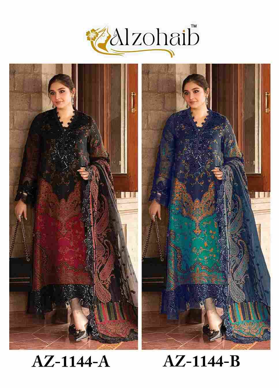 Alzohaib 1144 Colours By Alzohaib 1144-A To 1144-B Series Beautiful Pakistani Suits Stylish Fancy Colorful Party Wear & Occasional Wear Pure Cotton Print Dresses At Wholesale Price