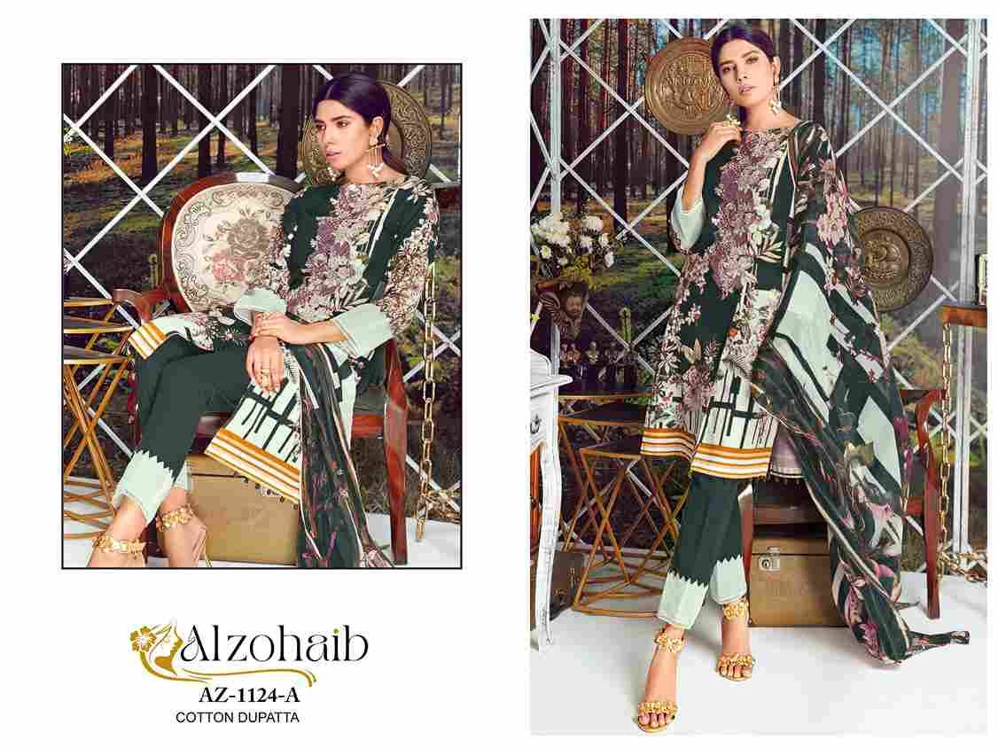 Alzohaib 1124 Colours By Alzohaib 1124-A To 1124-C Series Beautiful Festive Suits Colorful Stylish Fancy Casual Wear & Ethnic Wear Pure Cotton Print Dresses At Wholesale Price