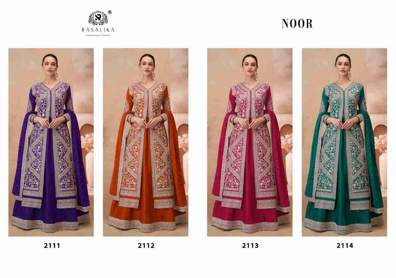 Noor By Rasalika 2111 To 2114 Series Beautiful Anarkali Suits Stylish Fancy Colorful Casual Wear & Ethnic Wear Chinnon Silk Dresses At Wholesale Price
