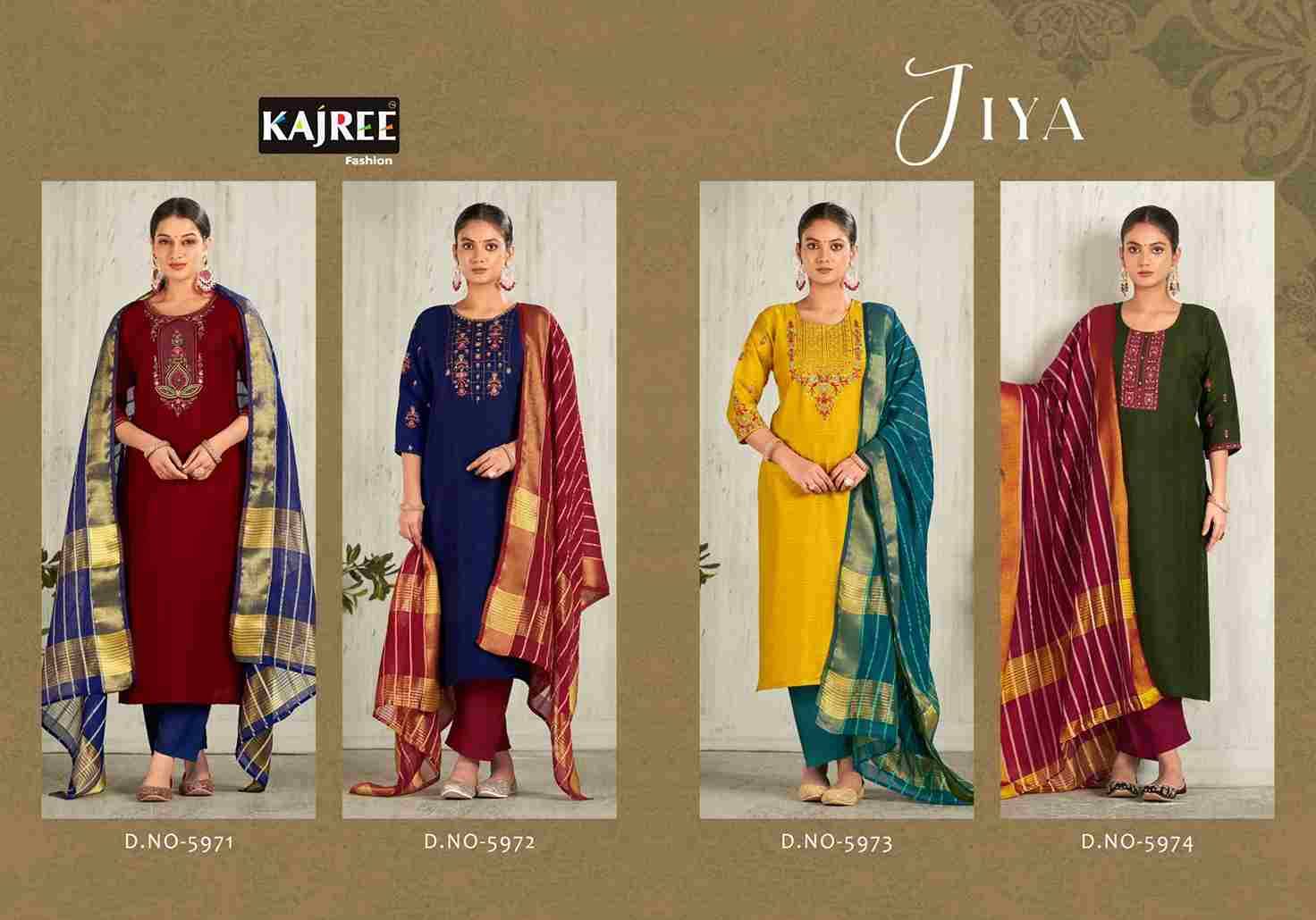 Jiya By Kajree Fashion 5971 To 5974 Series Beautiful Stylish Festive Suits Fancy Colorful Casual Wear & Ethnic Wear & Ready To Wear Pure Viscose Print Dresses At Wholesale Price