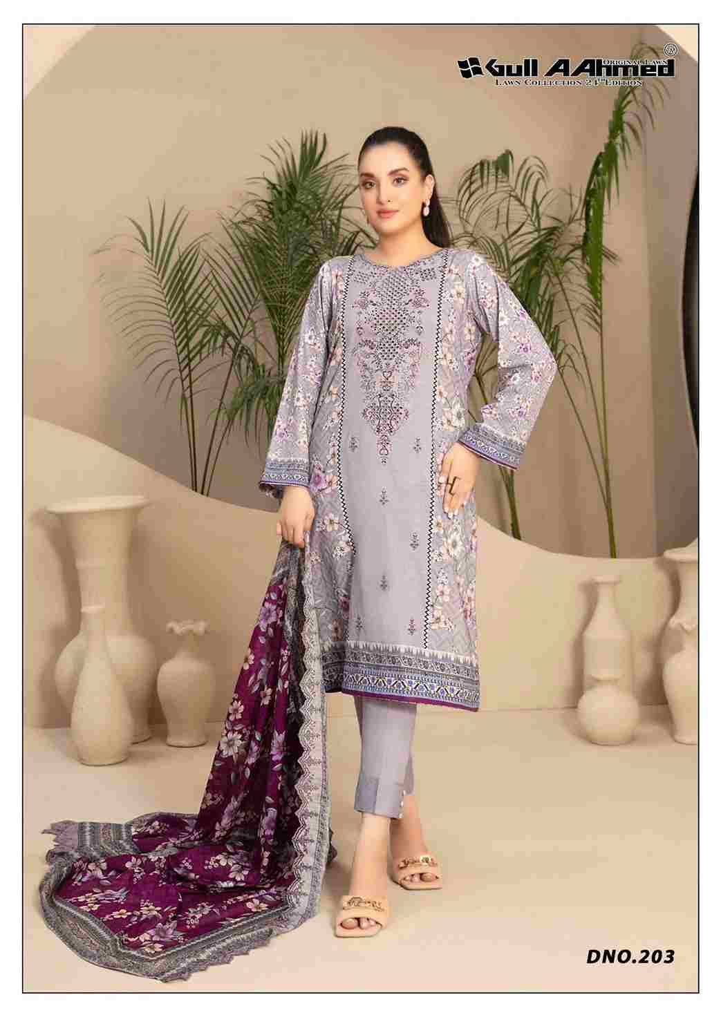 Gull Aahmed Lawn Collection Vol-24 By Gull Aahmed 203 To 208 Series Beautiful Festive Suits Stylish Fancy Colorful Casual Wear & Ethnic Wear Pure Lawn Dresses At Wholesale Price