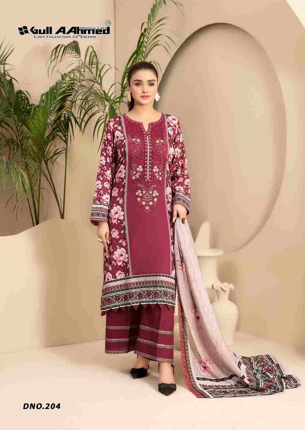 Gull Aahmed Lawn Collection Vol-24 By Gull Aahmed 203 To 208 Series Beautiful Festive Suits Stylish Fancy Colorful Casual Wear & Ethnic Wear Pure Lawn Dresses At Wholesale Price