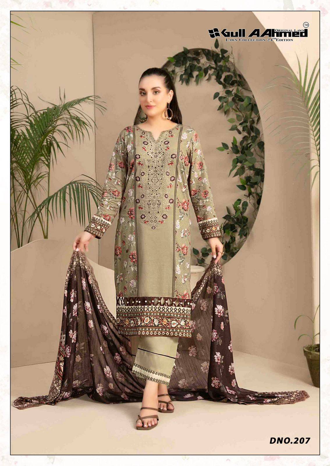 Gull Aahmed Lawn Collection Vol-24 By Gull Aahmed 203 To 208 Series Beautiful Festive Suits Stylish Fancy Colorful Casual Wear & Ethnic Wear Pure Lawn Dresses At Wholesale Price