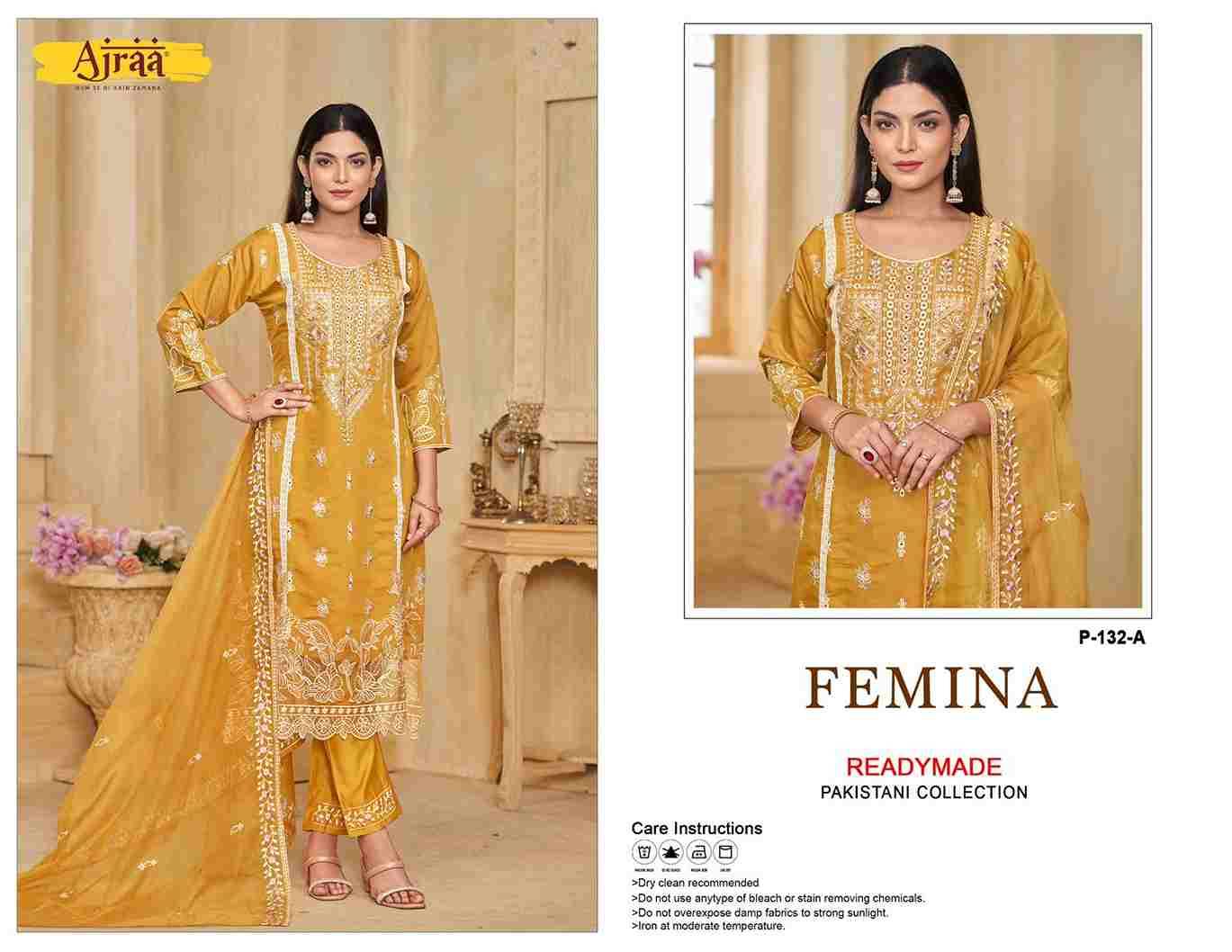 Femina By Ajraa 132-A To 132-D Series Beautiful Pakistani Suits Colorful Stylish Fancy Casual Wear & Ethnic Wear Viscose Dresses At Wholesale Price