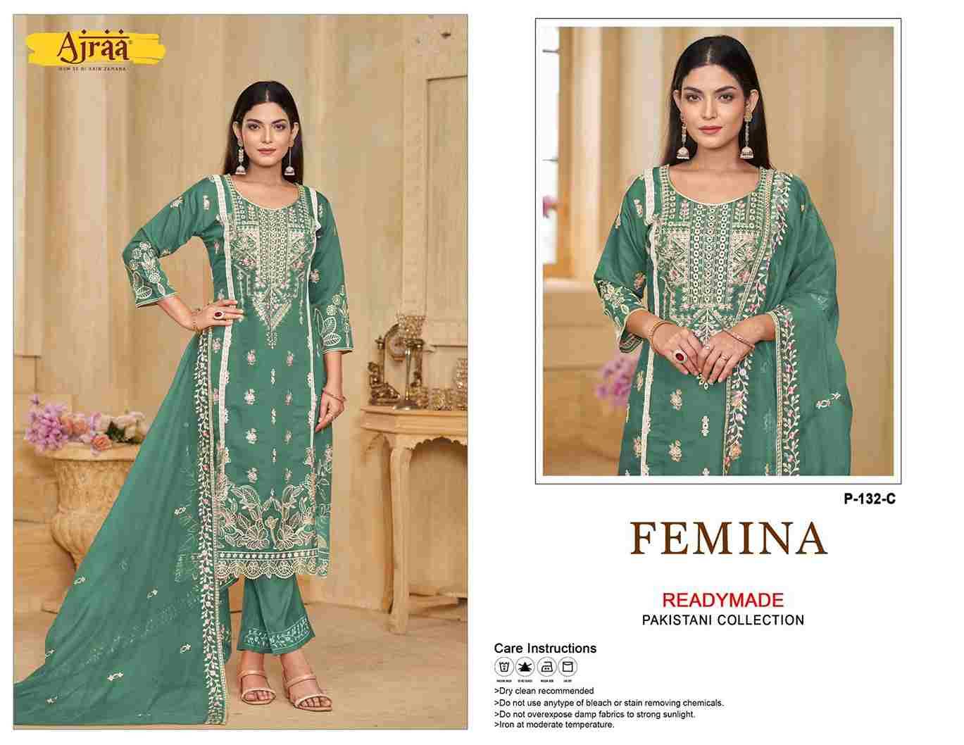 Femina By Ajraa 132-A To 132-D Series Beautiful Pakistani Suits Colorful Stylish Fancy Casual Wear & Ethnic Wear Viscose Dresses At Wholesale Price