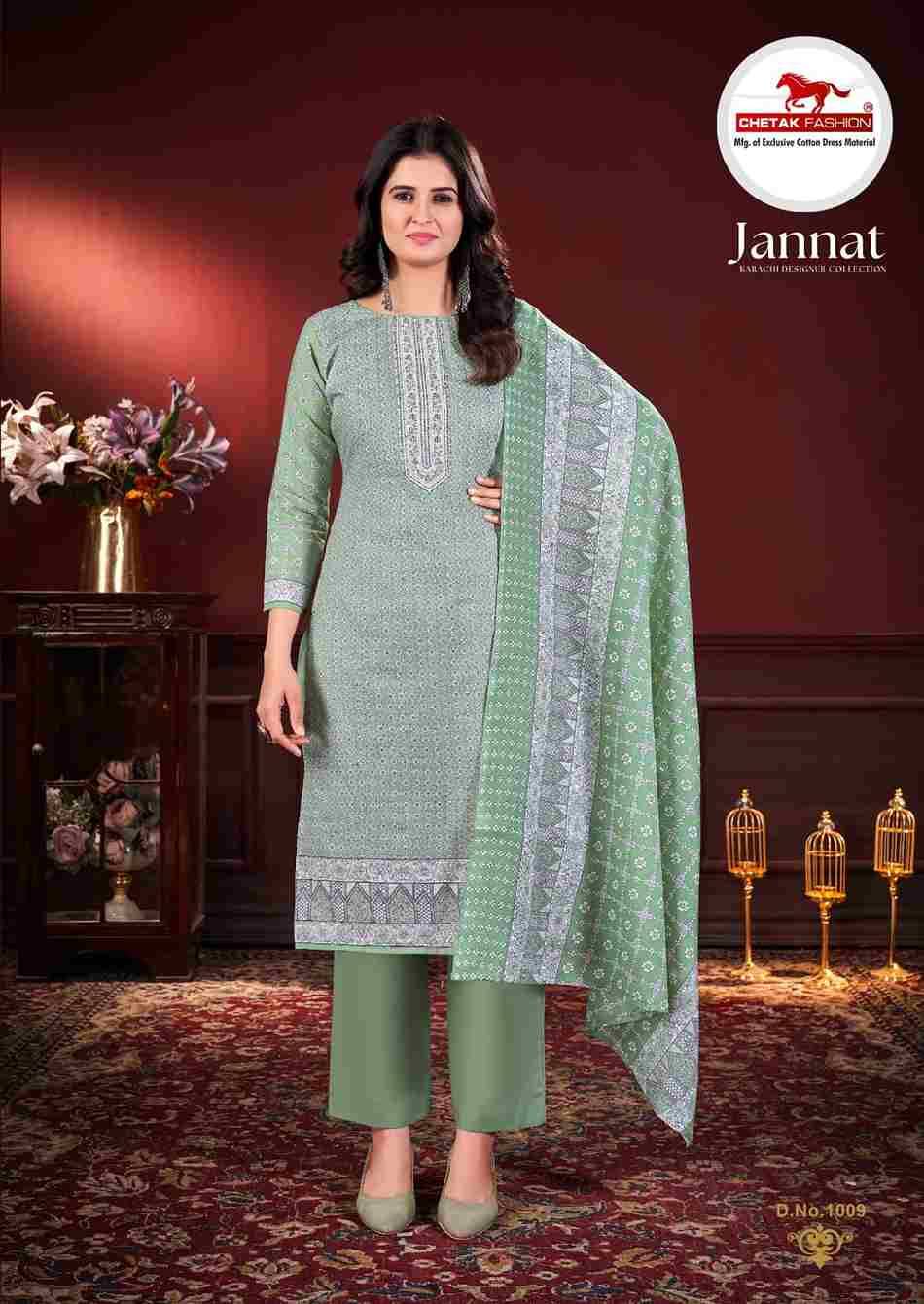 Jannat By Chetak Fashion 1001 To 1010 Series Beautiful Festive Suits Colorful Stylish Fancy Casual Wear & Ethnic Wear Jam Cotton Print Dresses At Wholesale Price