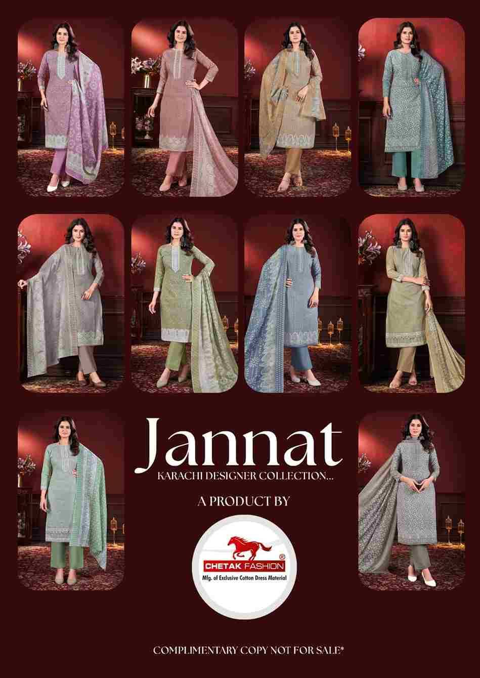 Jannat By Chetak Fashion 1001 To 1010 Series Beautiful Festive Suits Colorful Stylish Fancy Casual Wear & Ethnic Wear Jam Cotton Print Dresses At Wholesale Price