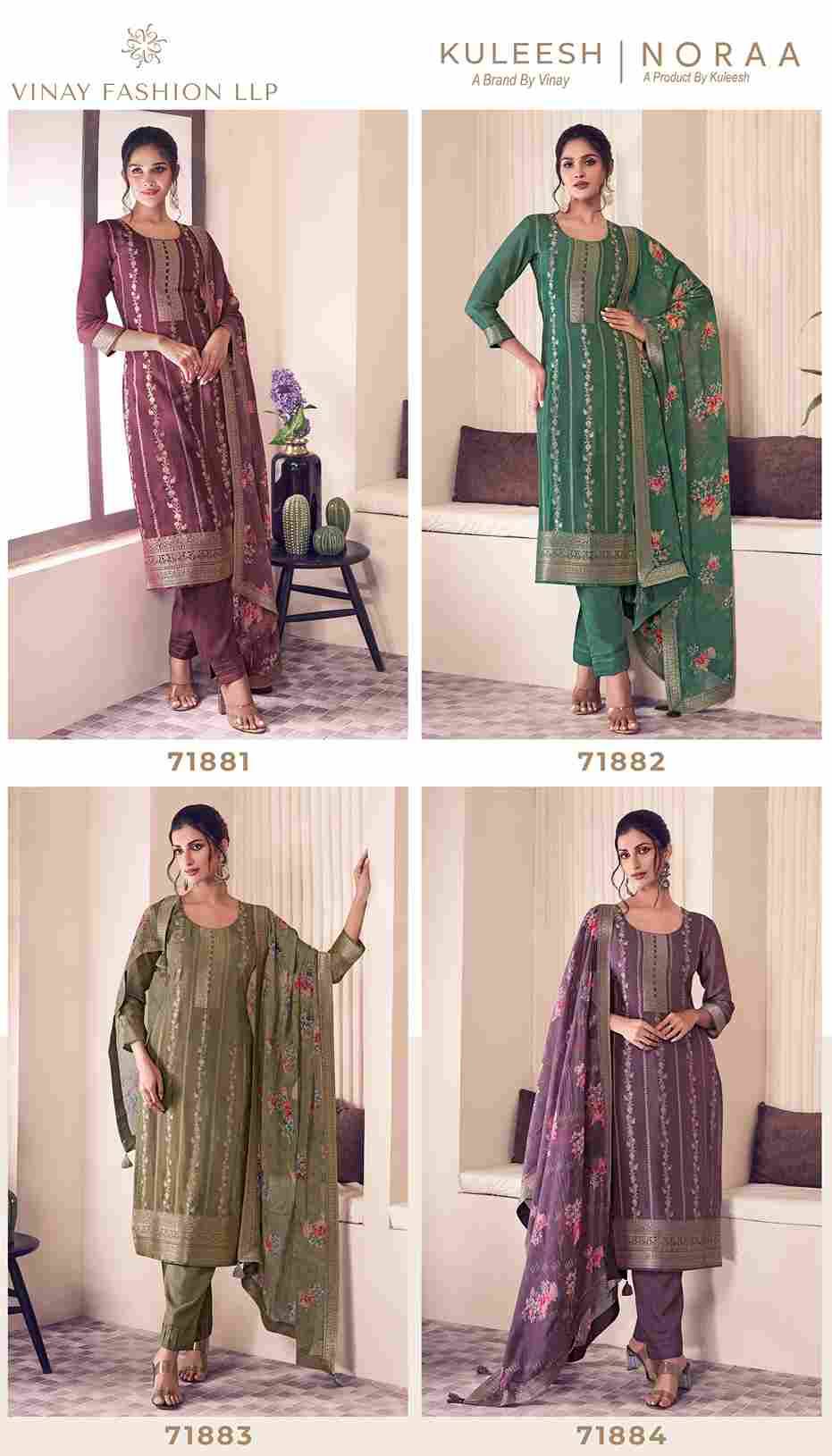 Noraa By Vinay Fashion 71881 To 71884 Series Designer Festive Suits Collection Beautiful Stylish Fancy Colorful Party Wear & Occasional Wear Silk Jacquard Dresses At Wholesale Price