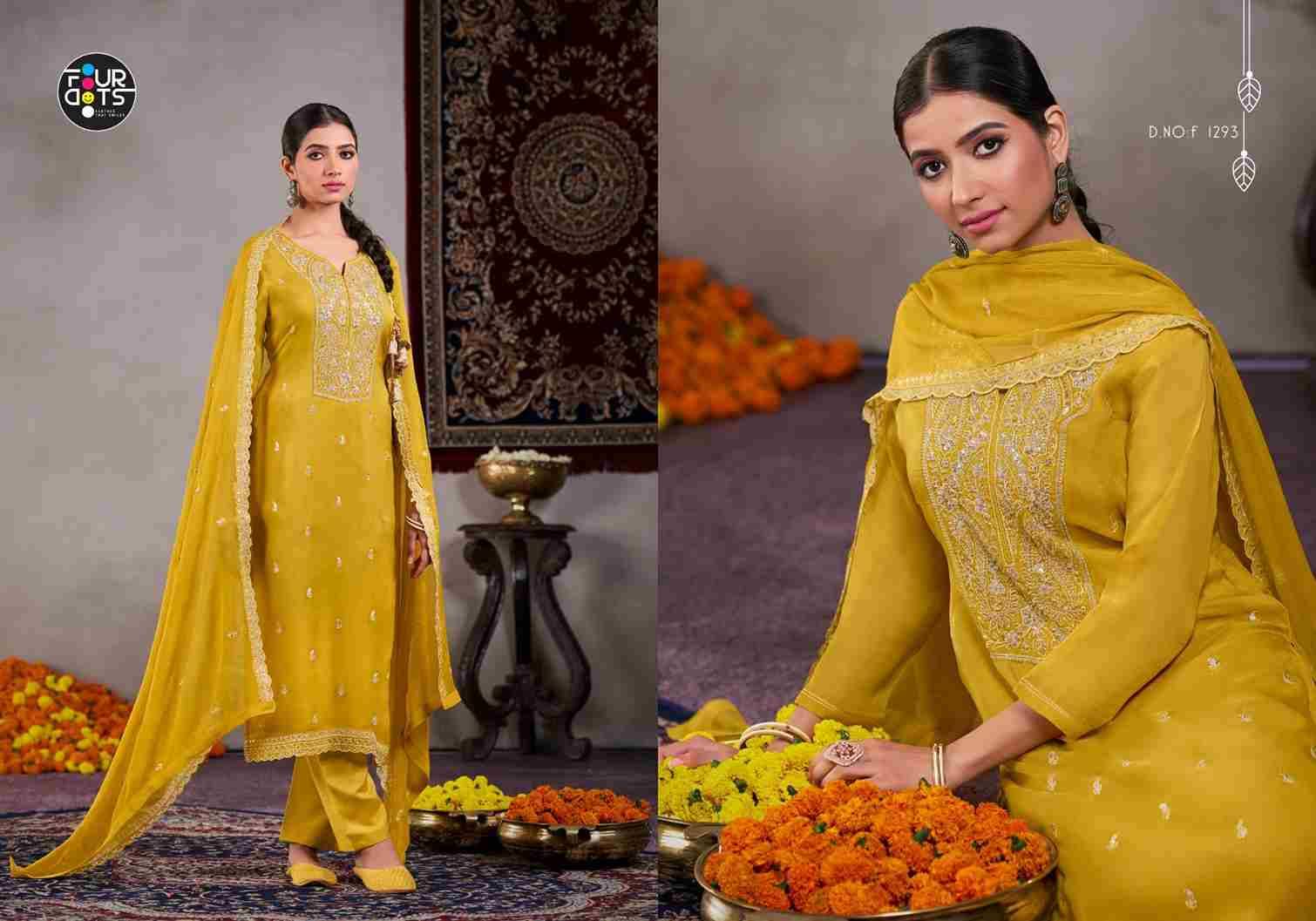 Roop By Four Dots 1291 To 1294 Series Beautiful Festive Suits Colorful Stylish Fancy Casual Wear & Ethnic Wear Viscose Organza Dresses At Wholesale Price