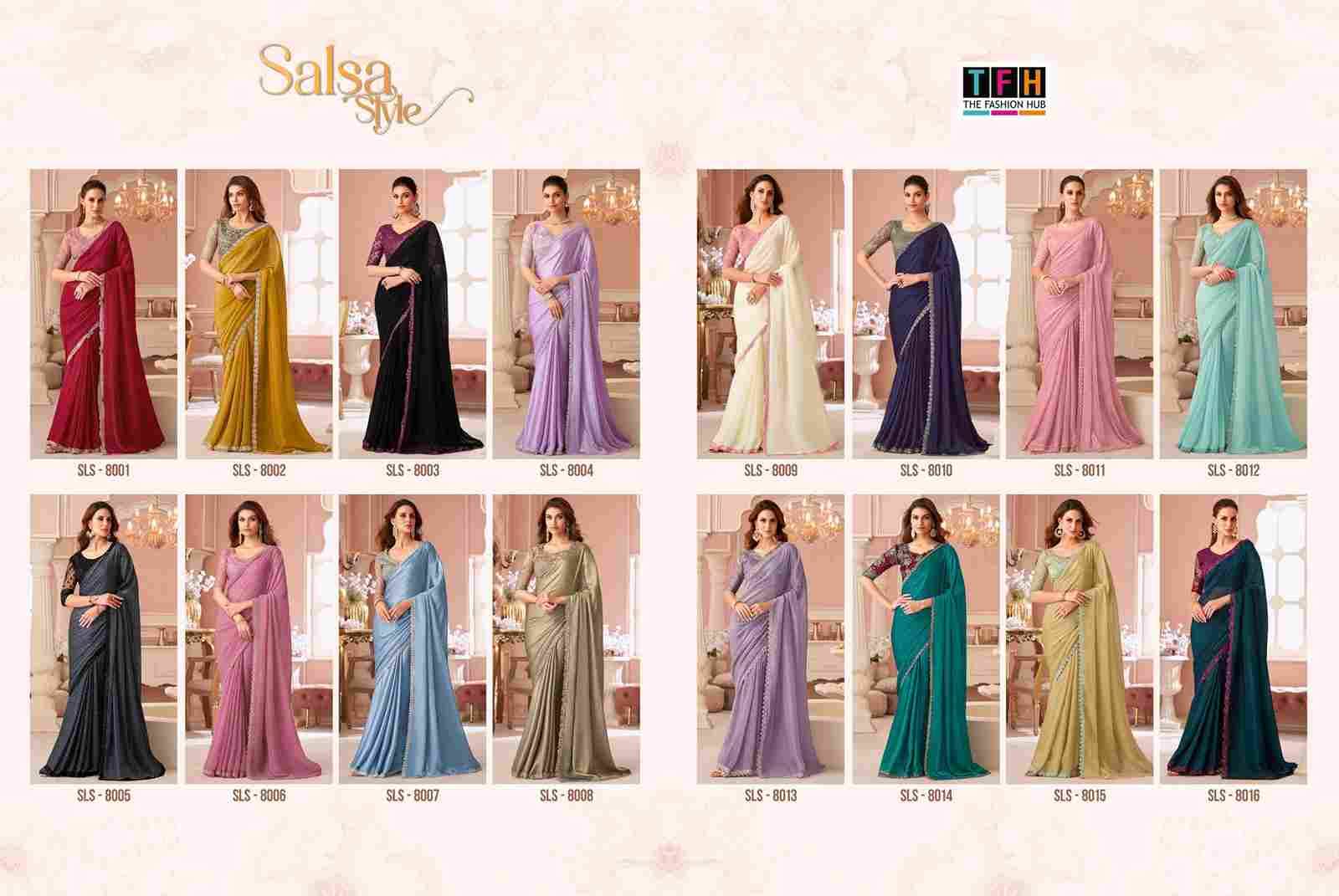 Salsa Style Vol-4 By TFH 8001 To 8016 Series Indian Traditional Wear Collection Beautiful Stylish Fancy Colorful Party Wear & Occasional Wear Georgette/Satin Sarees At Wholesale Price