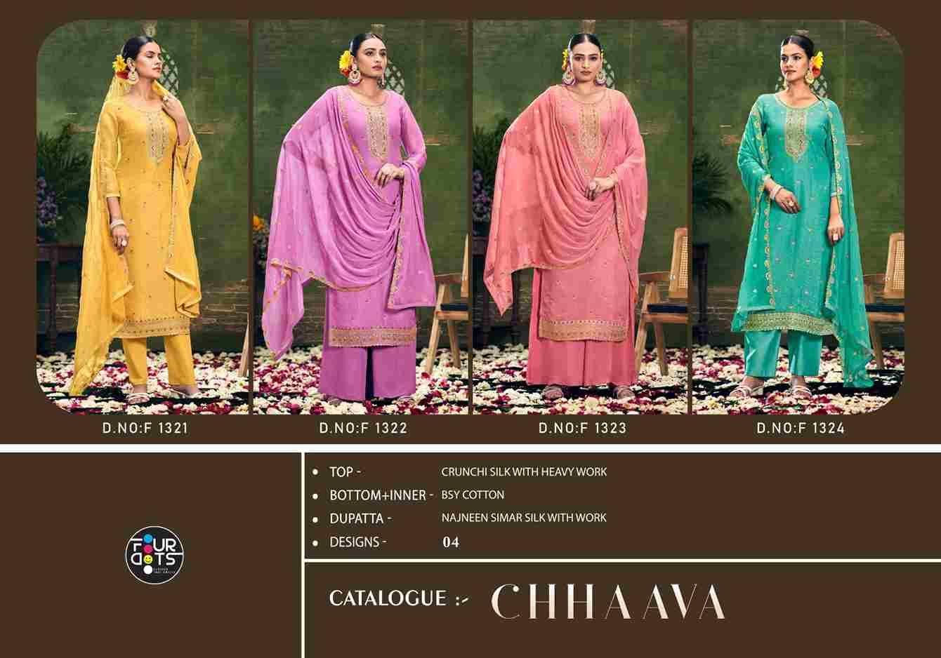 Chhaava By Four Dots 1321 To 1324 Series Beautiful Festive Suits Colorful Stylish Fancy Casual Wear & Ethnic Wear Silk Dresses At Wholesale Price