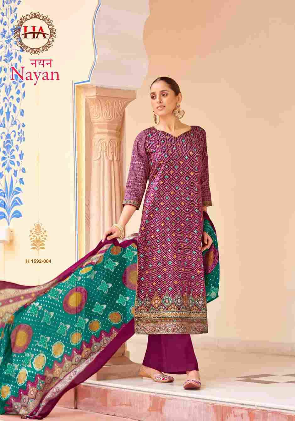 Nayan By Harshit Fashion Hub 1592-001 To 1592-008 Series Beautiful Festive Suits Stylish Fancy Colorful Casual Wear & Ethnic Wear Pure Jam Print Dresses At Wholesale Price