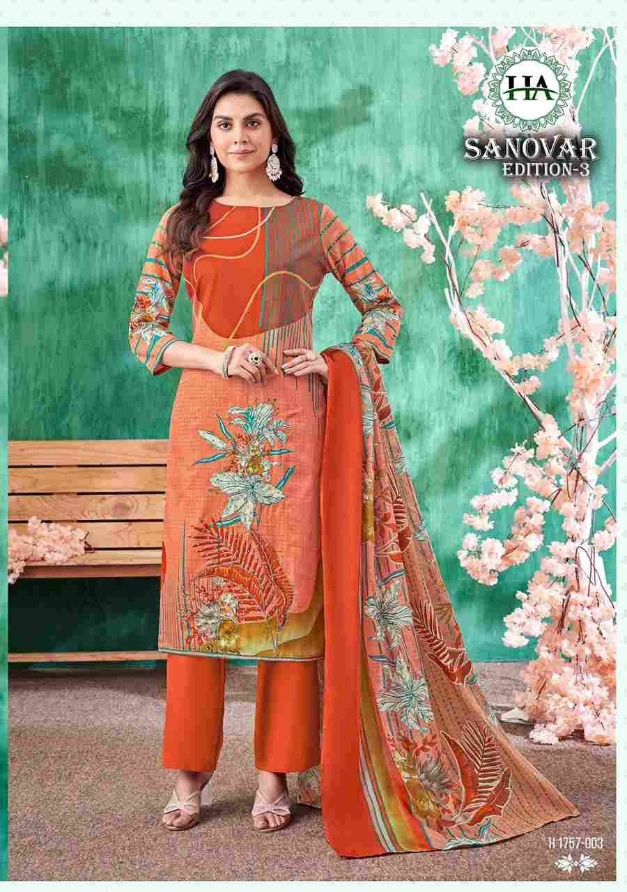 Sanovar Vol-3 By Harshit Fashion Hub 1757-001 To 1757-006 Series Beautiful Festive Suits Stylish Fancy Colorful Casual Wear & Ethnic Wear Pure Jam Cotton Print Dresses At Wholesale Price