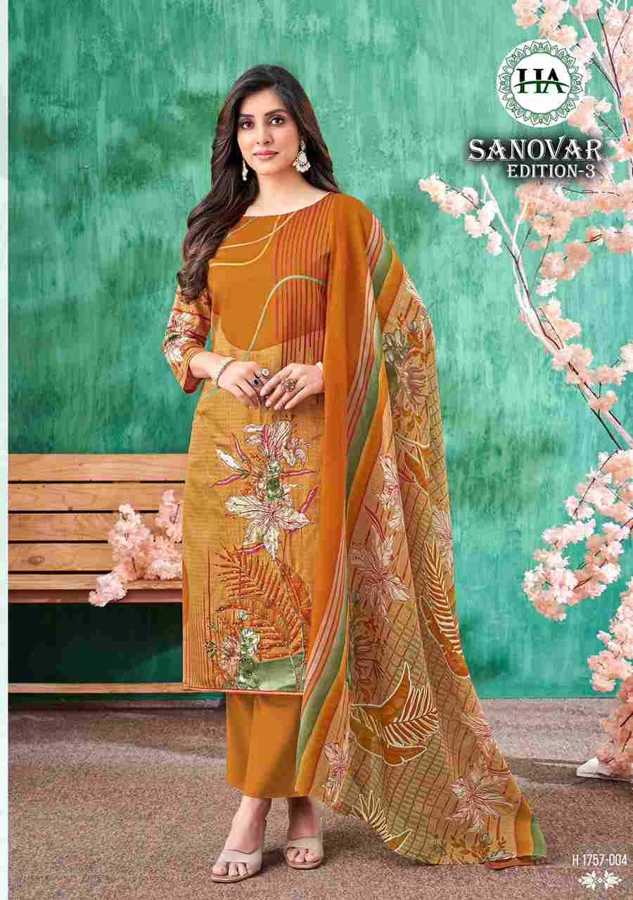 Sanovar Vol-3 By Harshit Fashion Hub 1757-001 To 1757-006 Series Beautiful Festive Suits Stylish Fancy Colorful Casual Wear & Ethnic Wear Pure Jam Cotton Print Dresses At Wholesale Price