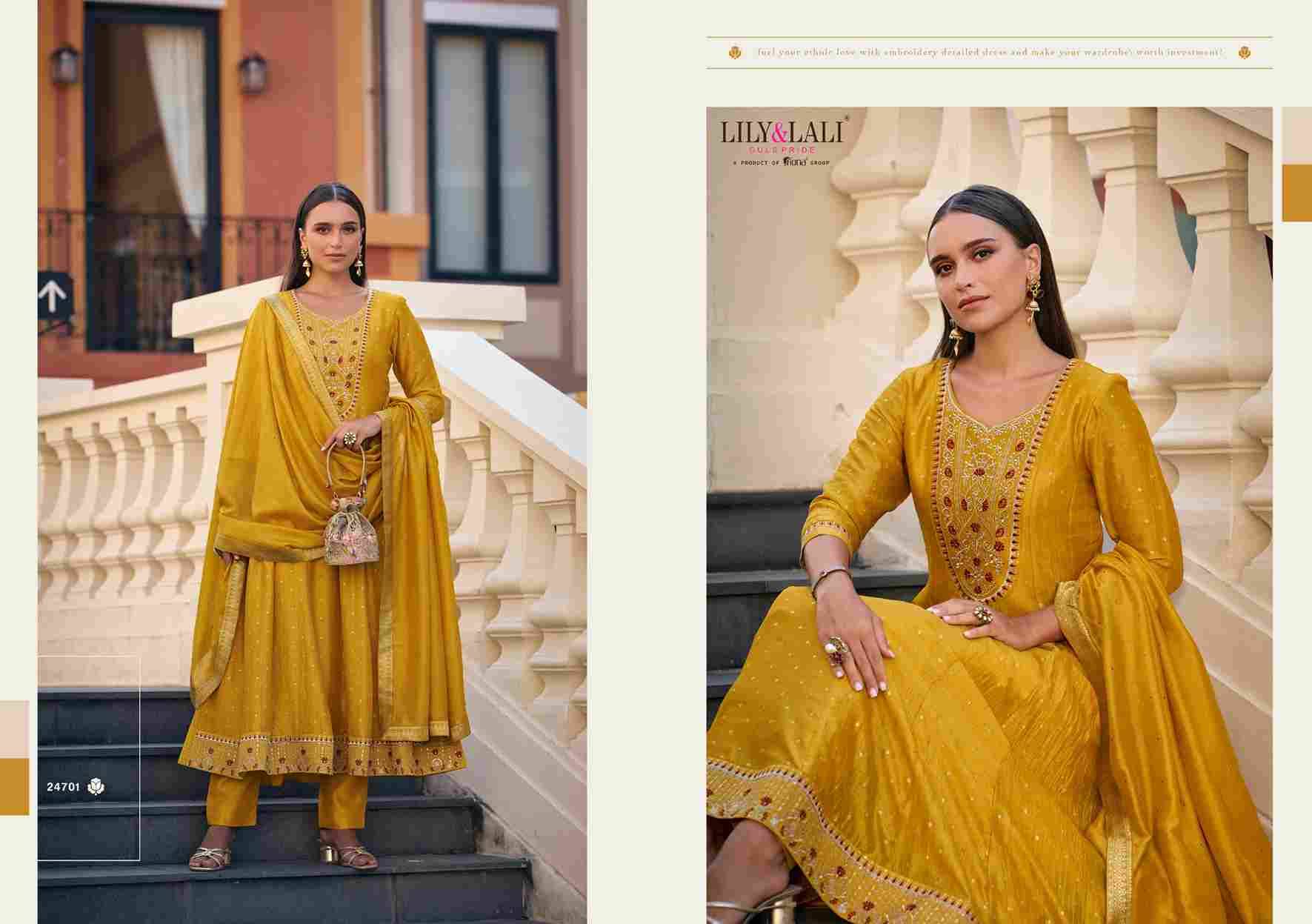 Anarkali By Lily And Lali 24701 To 24706 Series Beautiful Anarkali Suits Colorful Stylish Fancy Casual Wear & Ethnic Wear Pure Vichitra Silk Dresses At Wholesale Price