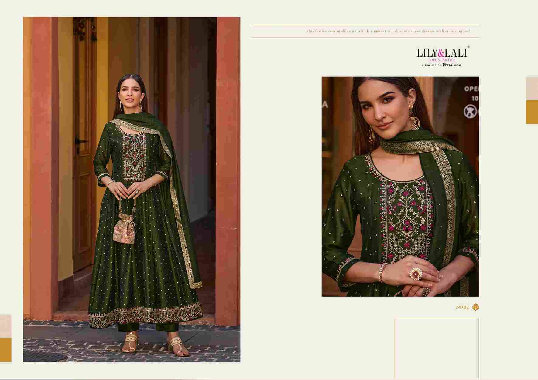 Anarkali By Lily And Lali 24701 To 24706 Series Beautiful Anarkali Suits Colorful Stylish Fancy Casual Wear & Ethnic Wear Pure Vichitra Silk Dresses At Wholesale Price