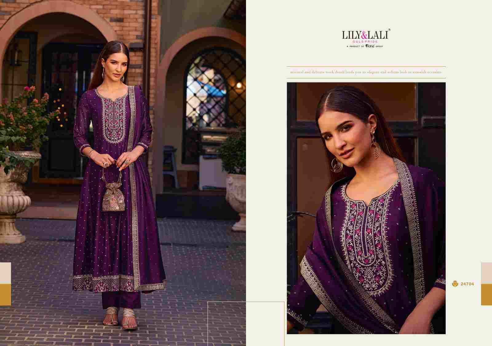 Anarkali By Lily And Lali 24701 To 24706 Series Beautiful Anarkali Suits Colorful Stylish Fancy Casual Wear & Ethnic Wear Pure Vichitra Silk Dresses At Wholesale Price
