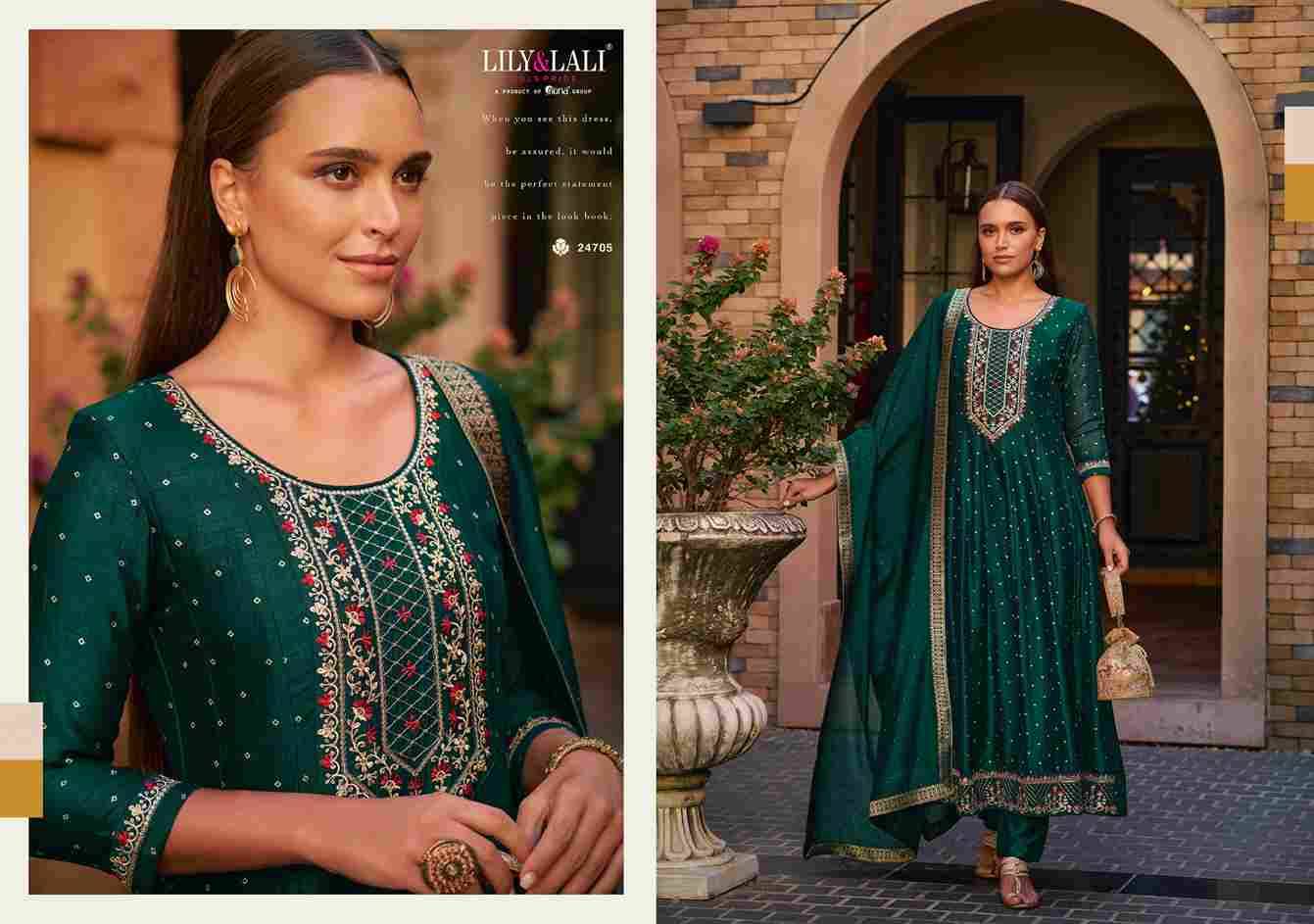 Anarkali By Lily And Lali 24701 To 24706 Series Beautiful Anarkali Suits Colorful Stylish Fancy Casual Wear & Ethnic Wear Pure Vichitra Silk Dresses At Wholesale Price