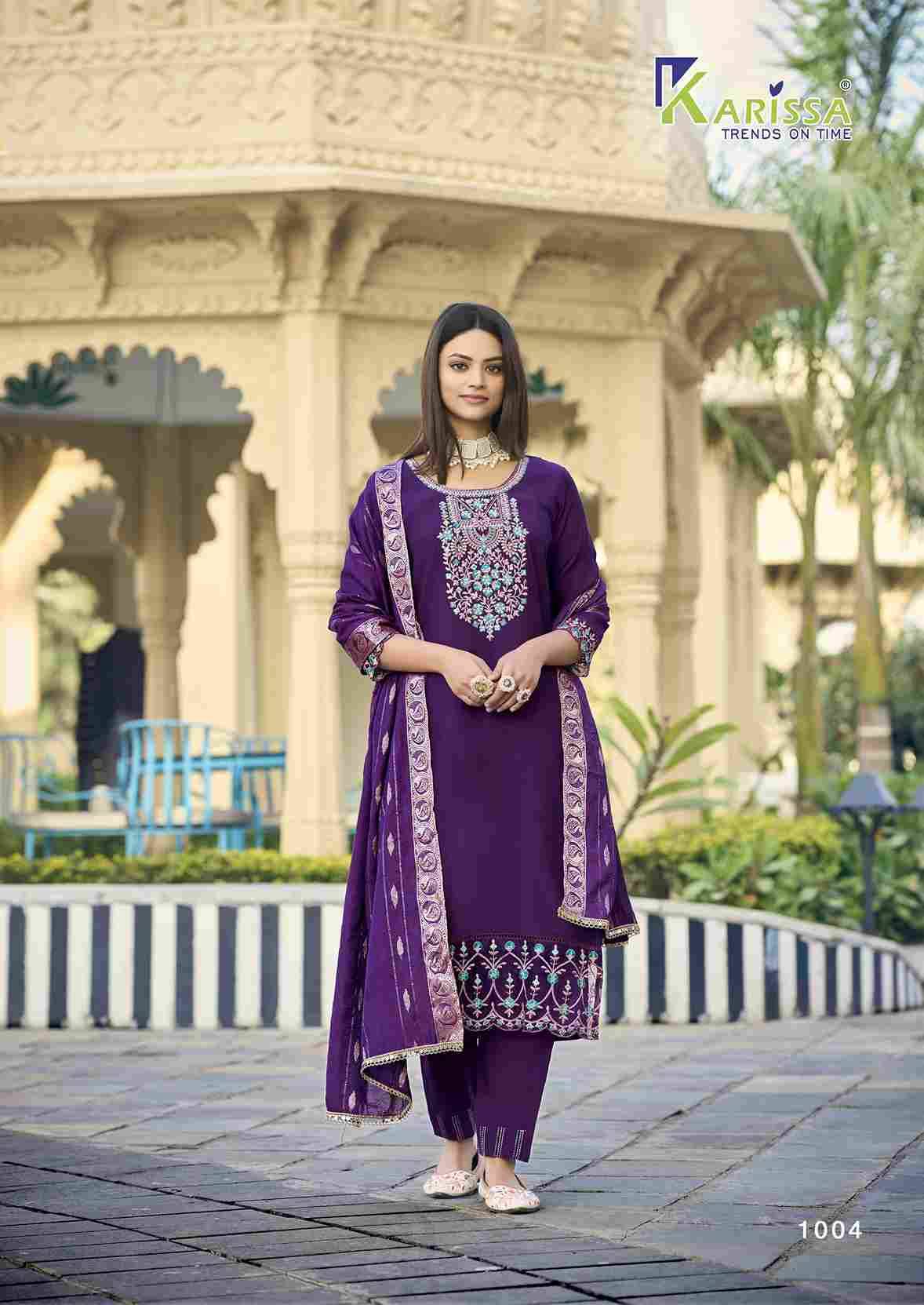 Razia By Karissa 1001 To 1004 Series Beautiful Festive Suits Colorful Stylish Fancy Casual Wear & Ethnic Wear Viscose With Work Dresses At Wholesale Price