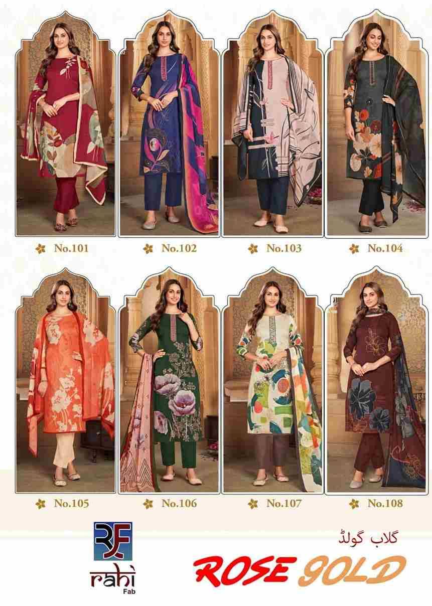 Rose Gold By Rahi Fab 101 To 108 Series Beautiful Pakistani Suits Stylish Fancy Colorful Party Wear & Occasional Wear Pure Cambric Cotton Dresses At Wholesale Price