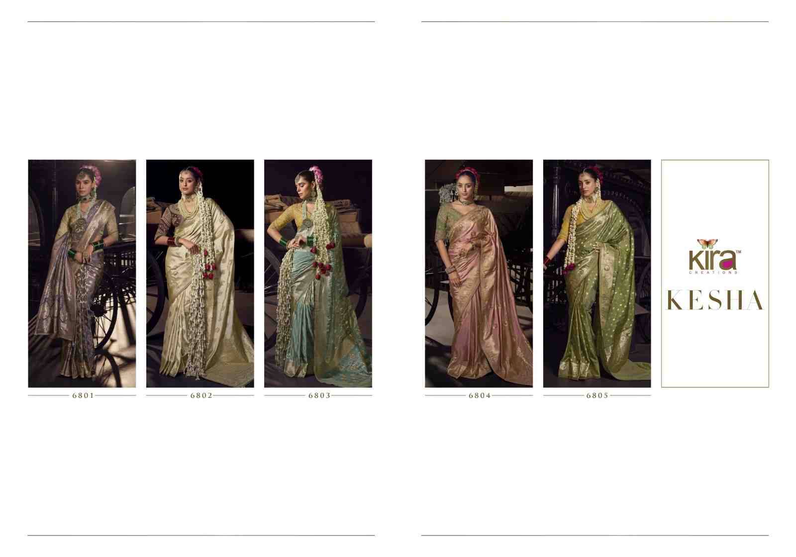 Kesha By Kira 6801 To 6805 Series Indian Traditional Wear Collection Beautiful Stylish Fancy Colorful Party Wear & Occasional Wear Viscose Tissue Sarees At Wholesale Price