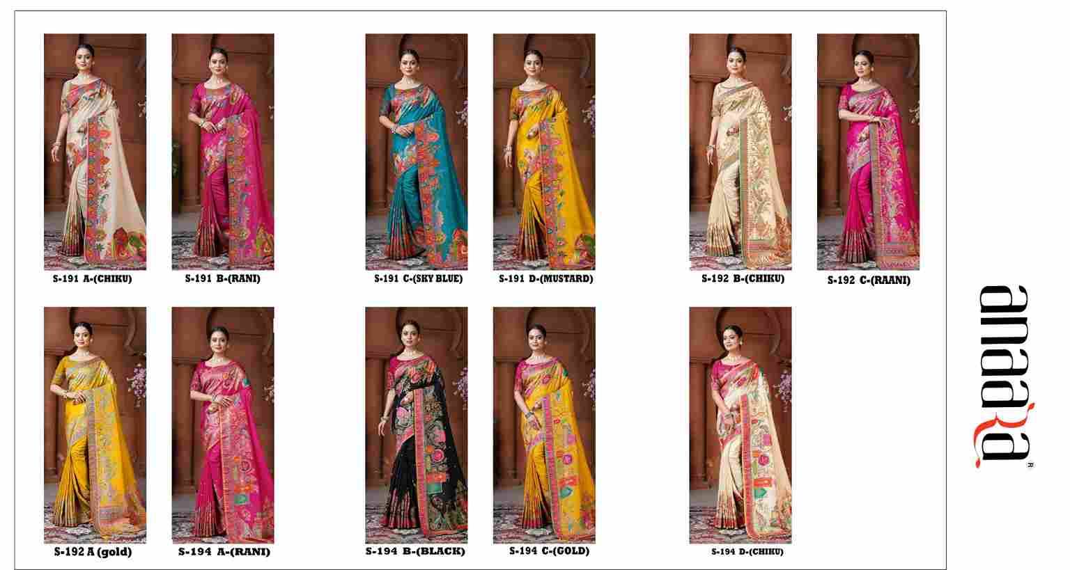 Anaara 191 Series By Tathastu Indian Traditional Wear Collection Beautiful Stylish Fancy Colorful Party Wear & Occasional Wear Dola Silk Sarees At Wholesale Price