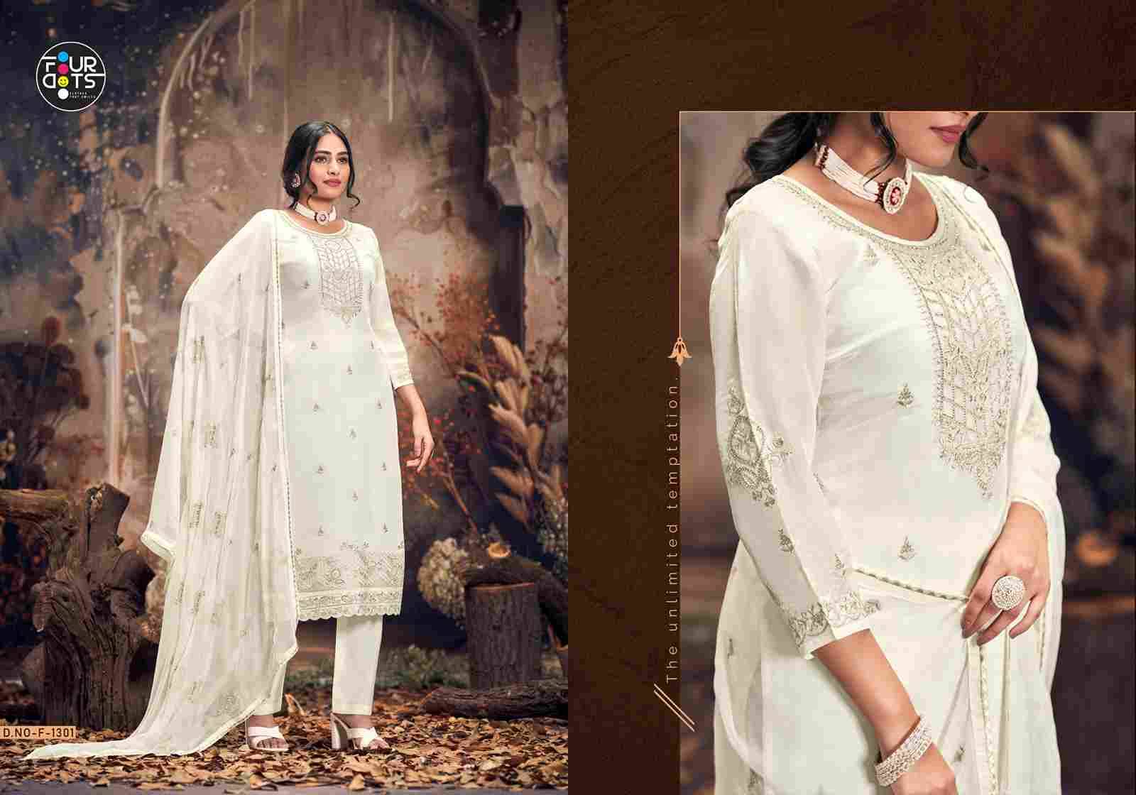 White House By Four Dots 1301 To 1302 Series Beautiful Festive Suits Colorful Stylish Fancy Casual Wear & Ethnic Wear Viscose Organza Dresses At Wholesale Price