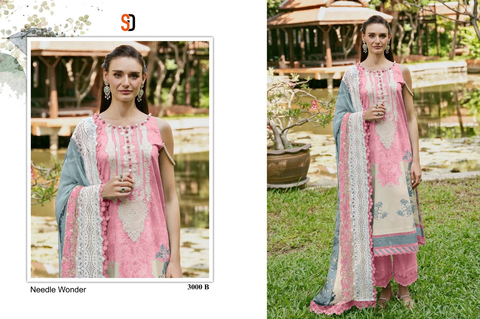 Needle Wonder Vol-3 By Shraddha Designer 3000-A To 3000-D Series Beautiful Pakistani Suits Colorful Stylish Fancy Casual Wear & Ethnic Wear Pure Cotton Embroidered Dresses At Wholesale Price