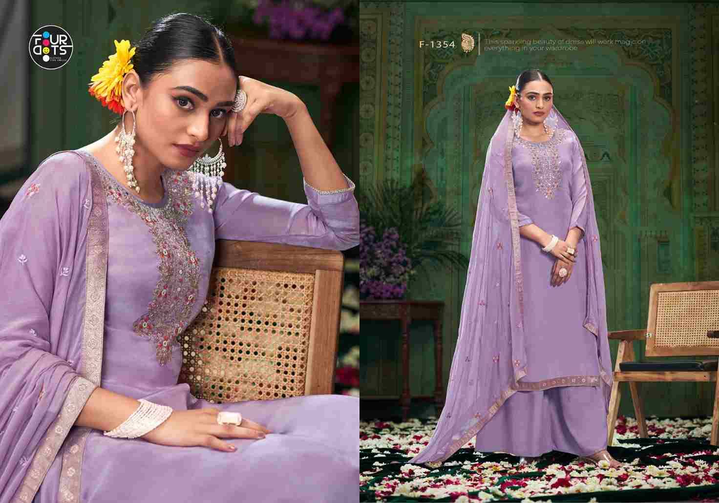 Mishka By Four Dots 1351 To 1354 Series Beautiful Festive Suits Colorful Stylish Fancy Casual Wear & Ethnic Wear Organza Dresses At Wholesale Price