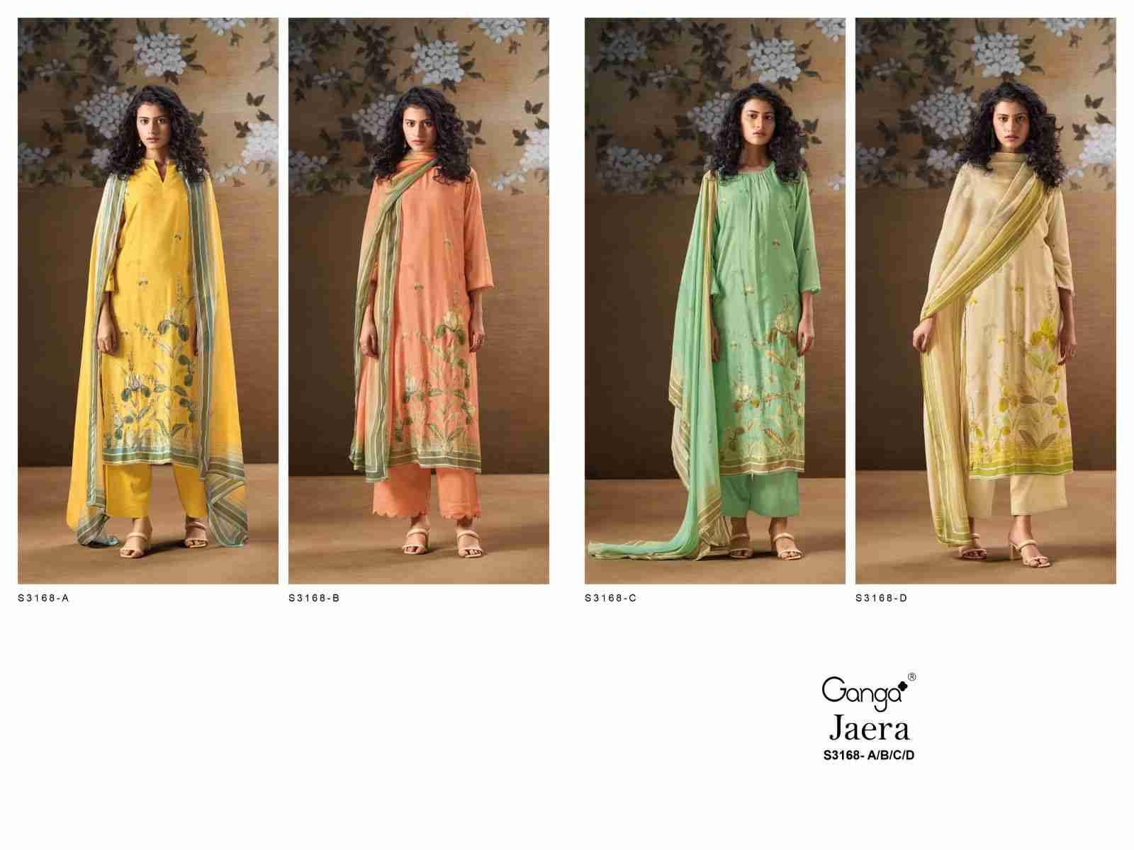 Jaera-3168 By Ganga Fashion 3168-A To 3168-D Series Beautiful Festive Suits Colorful Stylish Fancy Casual Wear & Ethnic Wear Bemberg Silk Dresses At Wholesale Price
