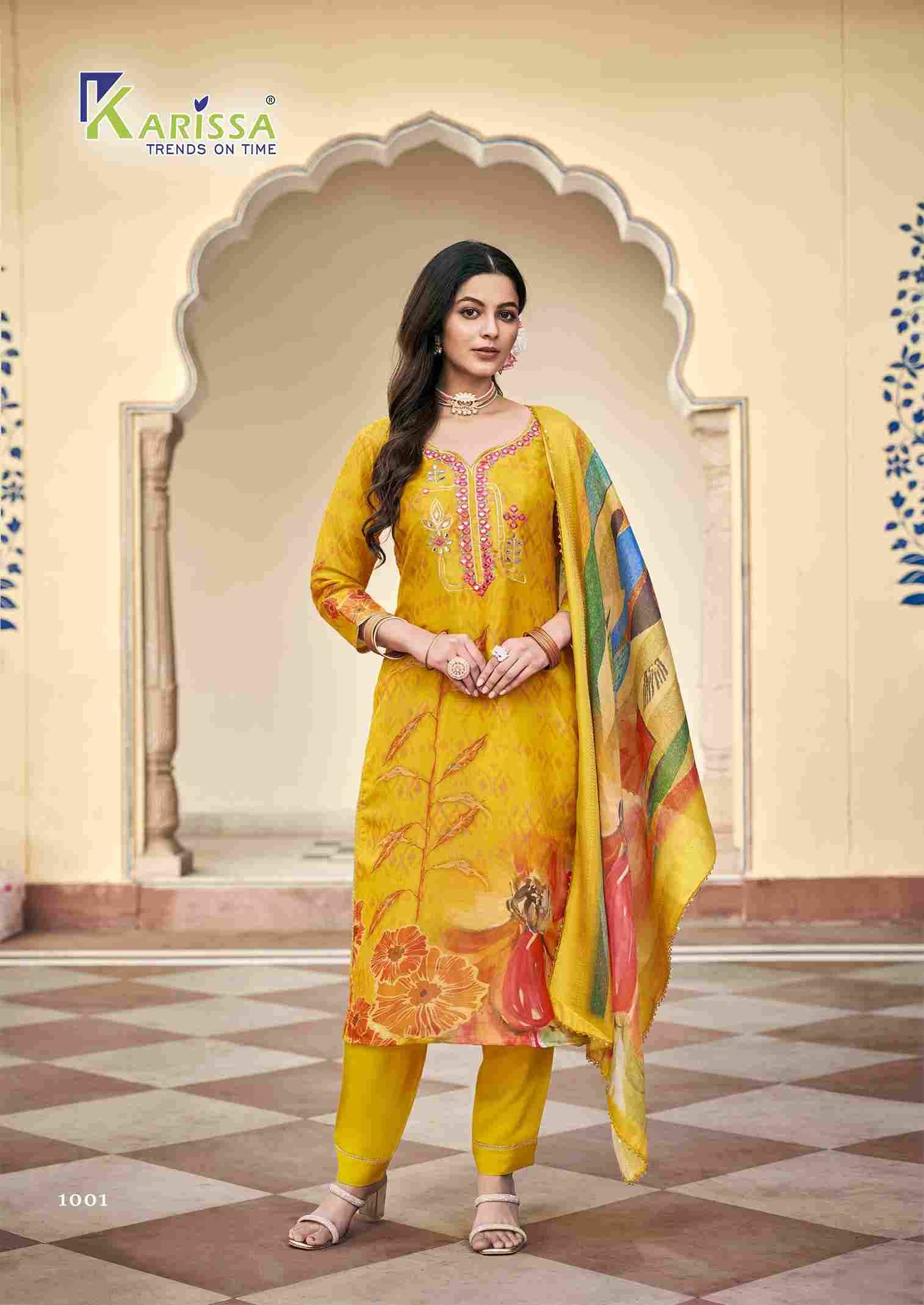 Nisha By Karissa 1001 To 1004 Series Beautiful Festive Suits Colorful Stylish Fancy Casual Wear & Ethnic Wear Viscose With Work Dresses At Wholesale Price
