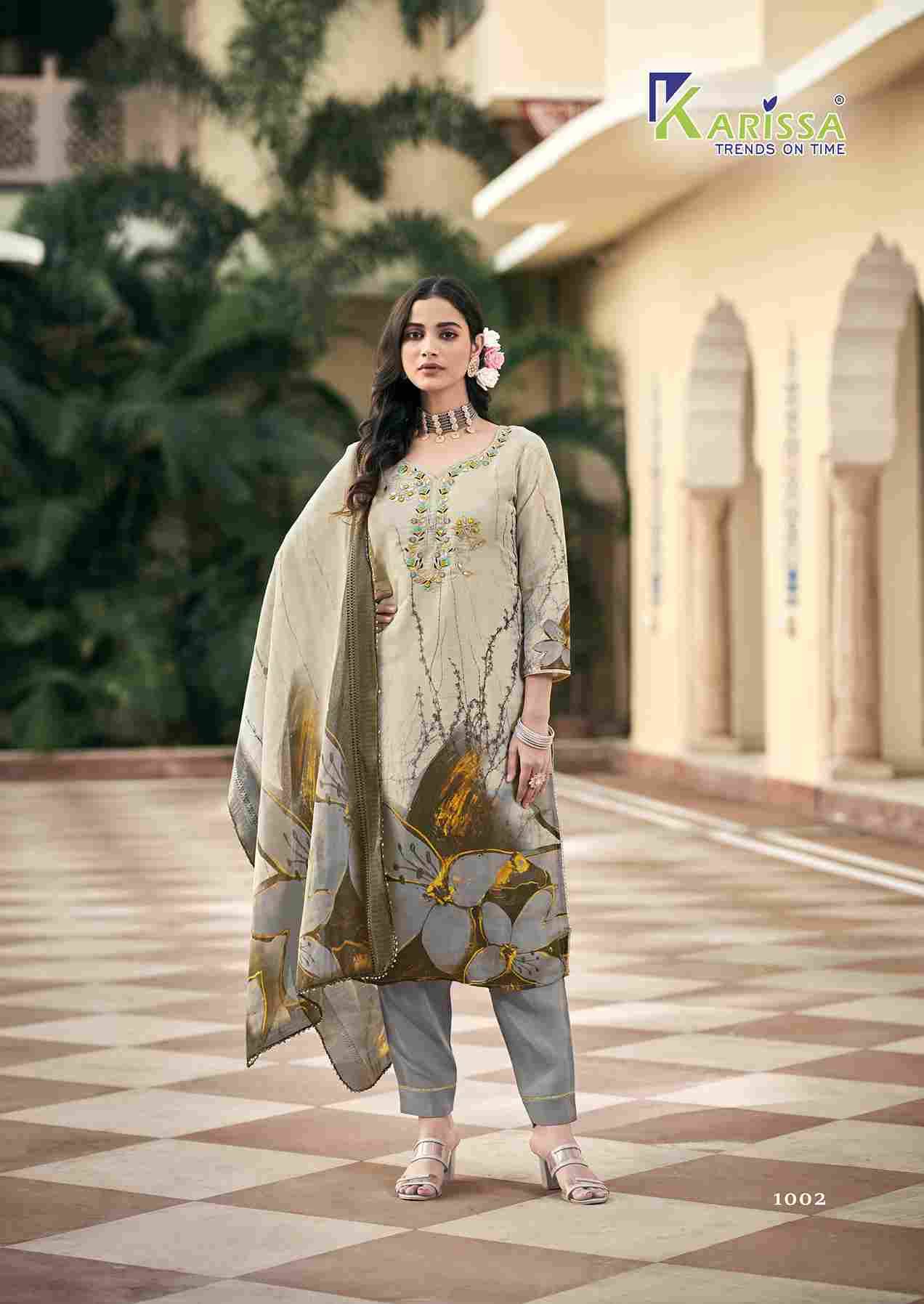 Nisha By Karissa 1001 To 1004 Series Beautiful Festive Suits Colorful Stylish Fancy Casual Wear & Ethnic Wear Viscose With Work Dresses At Wholesale Price