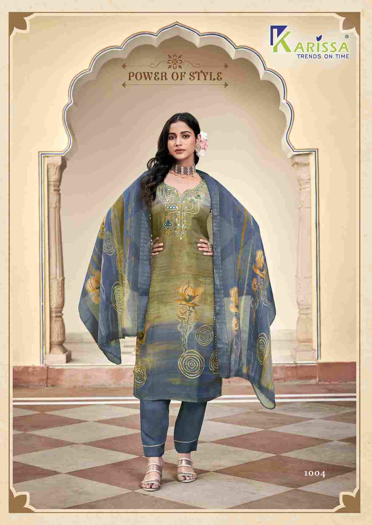 Nisha By Karissa 1001 To 1004 Series Beautiful Festive Suits Colorful Stylish Fancy Casual Wear & Ethnic Wear Viscose With Work Dresses At Wholesale Price