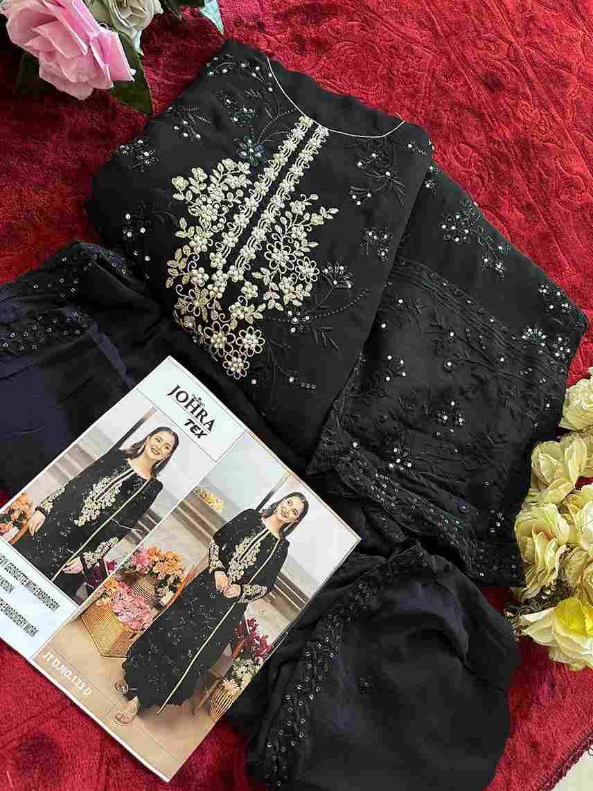 Johra Hit Design 133-D By Johra Tex Beautiful Pakistani Suits Colorful Stylish Fancy Casual Wear & Ethnic Wear Faux Georgette Embroidered Dresses At Wholesale Price