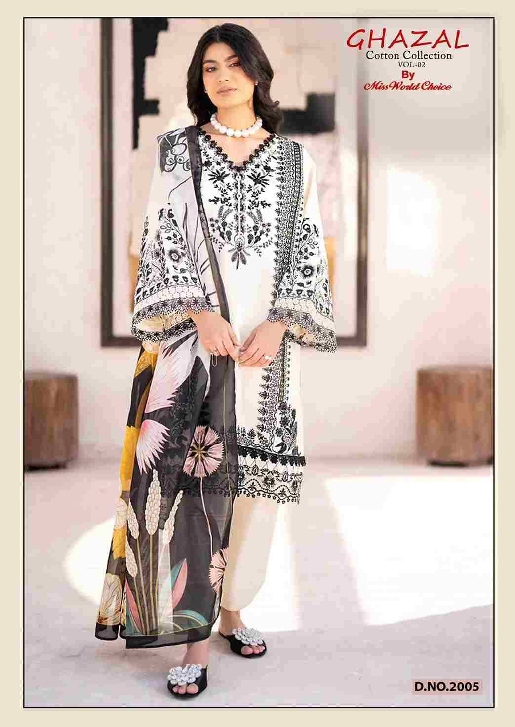 Ghazal Vol-2 By Miss World Choice 2001 To 2006 Series Beautiful Festive Suits Colorful Stylish Fancy Casual Wear & Ethnic Wear Pure Cotton Embroidered Dresses At Wholesale Price