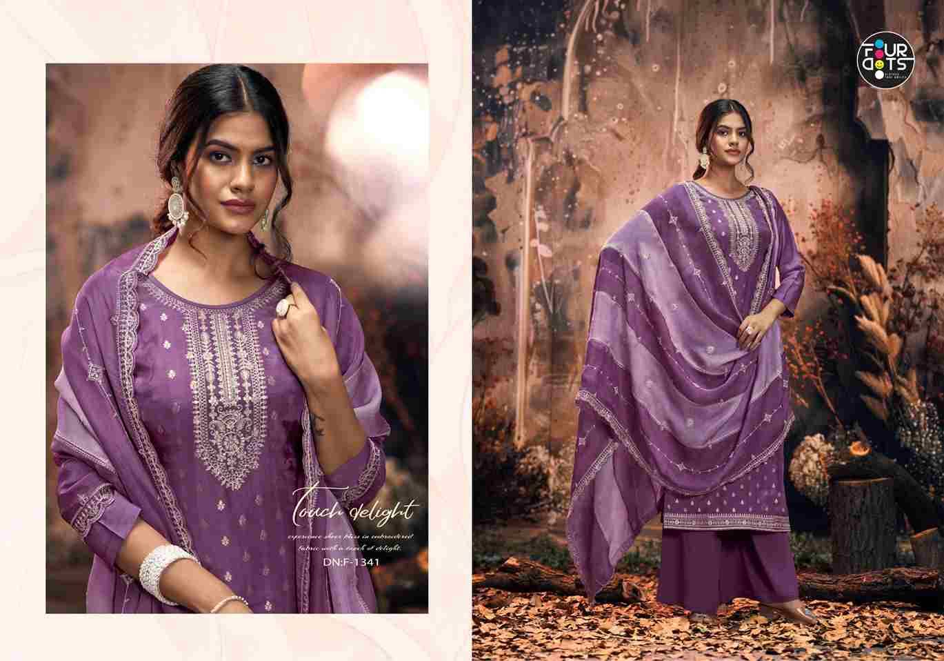 Maharani By Four Dots 1341 To 1344 Series Beautiful Festive Suits Colorful Stylish Fancy Casual Wear & Ethnic Wear Viscose Muslin Jacquard Dresses At Wholesale Price