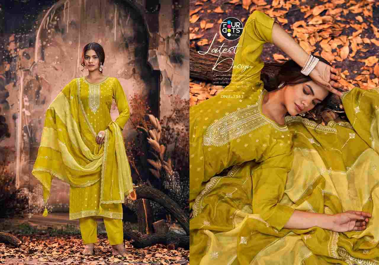 Maharani By Four Dots 1341 To 1344 Series Beautiful Festive Suits Colorful Stylish Fancy Casual Wear & Ethnic Wear Viscose Muslin Jacquard Dresses At Wholesale Price