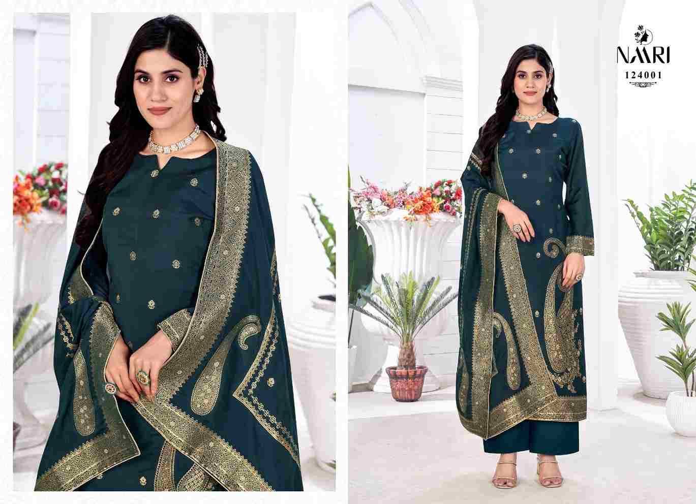 Noor By Naari 124001 To 124004 Series Beautiful Festive Suits Stylish Fancy Colorful Casual Wear & Ethnic Wear Muslin Jacquard Dresses At Wholesale Price