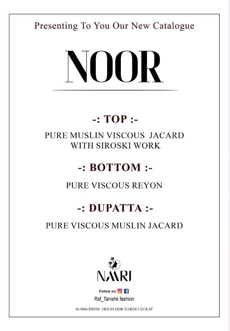 Noor By Naari 124001 To 124004 Series Beautiful Festive Suits Stylish Fancy Colorful Casual Wear & Ethnic Wear Muslin Jacquard Dresses At Wholesale Price