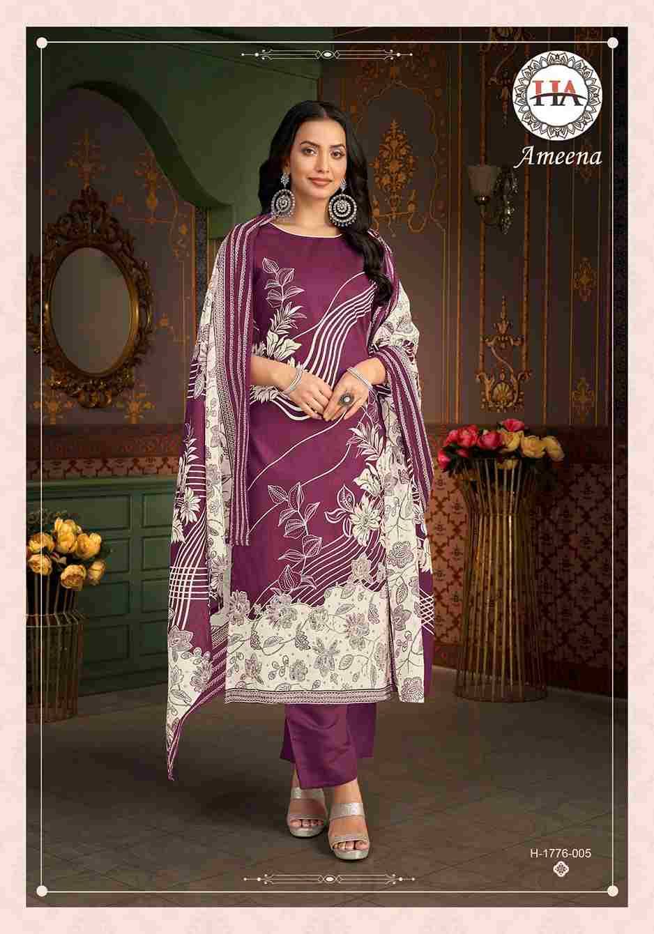 Ameena By Harshit Fashion Hub 1776-001 To 1776-006 Series Beautiful Festive Suits Stylish Fancy Colorful Casual Wear & Ethnic Wear Pure Jam Cotton Dresses At Wholesale Price