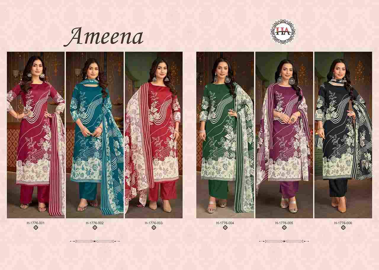 Ameena By Harshit Fashion Hub 1776-001 To 1776-006 Series Beautiful Festive Suits Stylish Fancy Colorful Casual Wear & Ethnic Wear Pure Jam Cotton Dresses At Wholesale Price