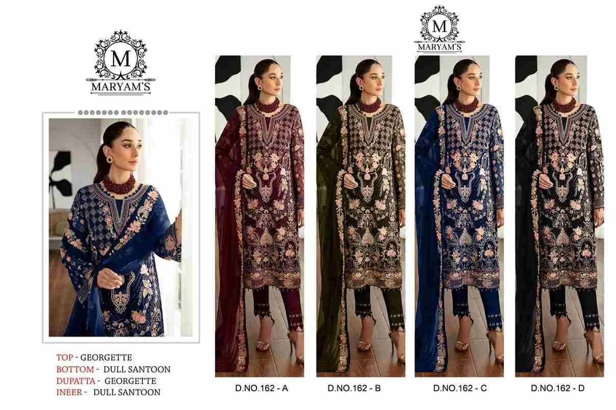 Maryams 162 Colours By Maryams 162-A To 162-D Series Pakistani Suits Beautiful Fancy Colorful Stylish Party Wear & Occasional Wear Georgette Embroidery Dresses At Wholesale Price