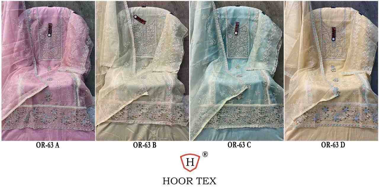 Hoor Tex Hit Design OR-63 Colours By Hoor Tex OR-63-A To OR-63-D Series Beautiful Pakistani Suits Stylish Colorful Fancy Casual Wear & Ethnic Wear Heavy Organza Embroidered Dresses At Wholesale Price