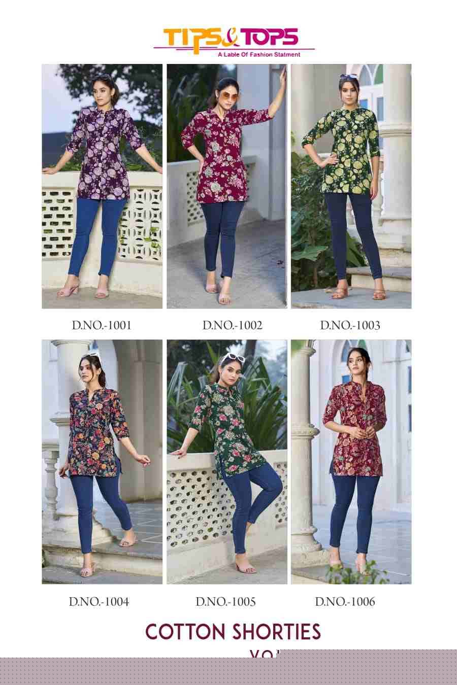 Cotton Shorties Vol-6 By Tips And Tops 1001 To 1006 Series Designer Stylish Fancy Colorful Beautiful Party Wear & Ethnic Wear Collection Premium Cotton Tops At Wholesale Price
