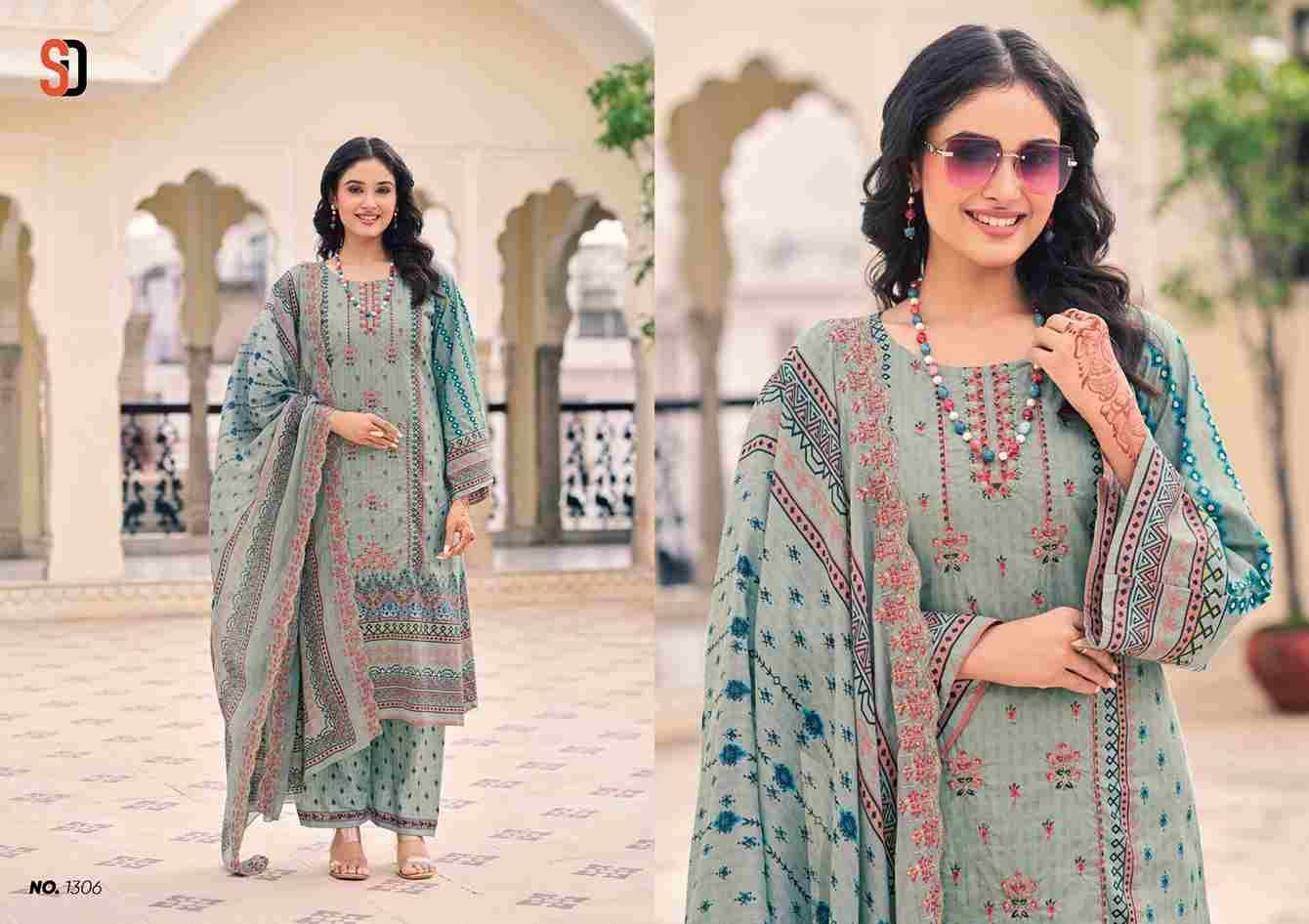 Bin Saeed Lawn Collection Vol-13 By Shraddha Designer 1301 To 1308 Series Designer Pakistani Suits Beautiful Fancy Stylish Colorful Party Wear & Occasional Wear Pure Cotton Print With Embroidery Dresses At Wholesale Price