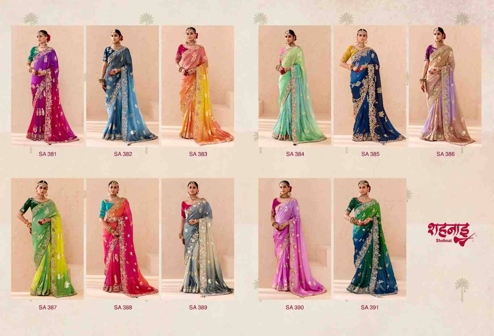 Shehnai By Kimora Sa-381 To Sa-391 Series Indian Traditional Wear Collection Beautiful Stylish Fancy Colorful Party Wear & Occasional Wear Viscose Sarees At Wholesale Price